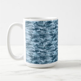 Caneca De Café Padrão de camuflagem pixelada militar azul