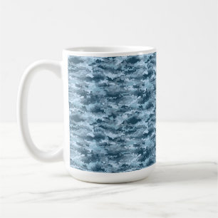 Caneca De Café Padrão de camuflagem pixelada militar azul
