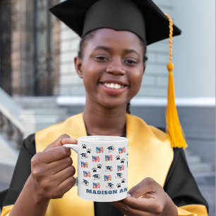 Caneca De Café Padrão de Cão Americano Divertido Graduado EUA Gra