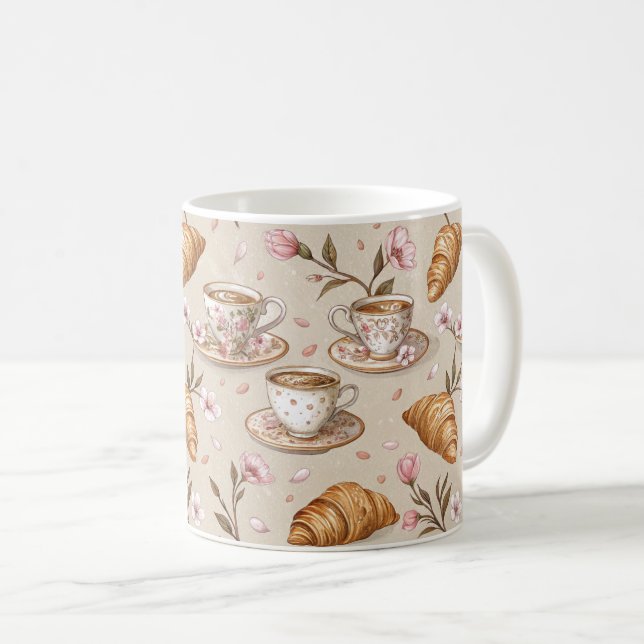 Caneca De Café Padrão de Capa de Café Flor de Cerejeira (9) (Frente Esquerda)