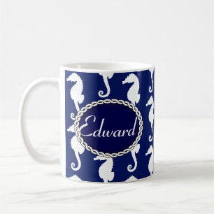 Caneca De Café Padrão de Cavalo-do-Mar sem Costura