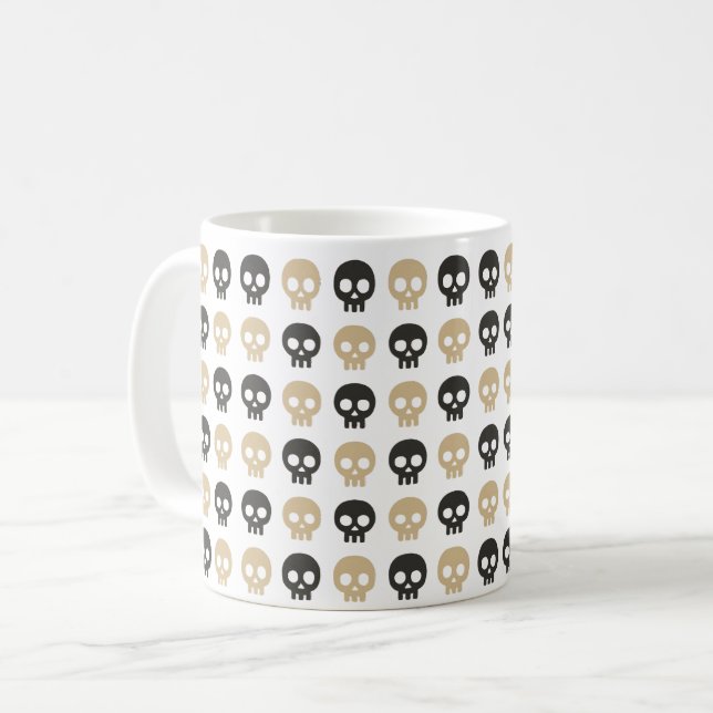 Caneca De Café Padrão de Caveira Minimalista (Frente Esquerda)