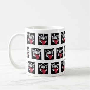 Caneca De Café Padrão de Caveira Vermelha Preto e Branco