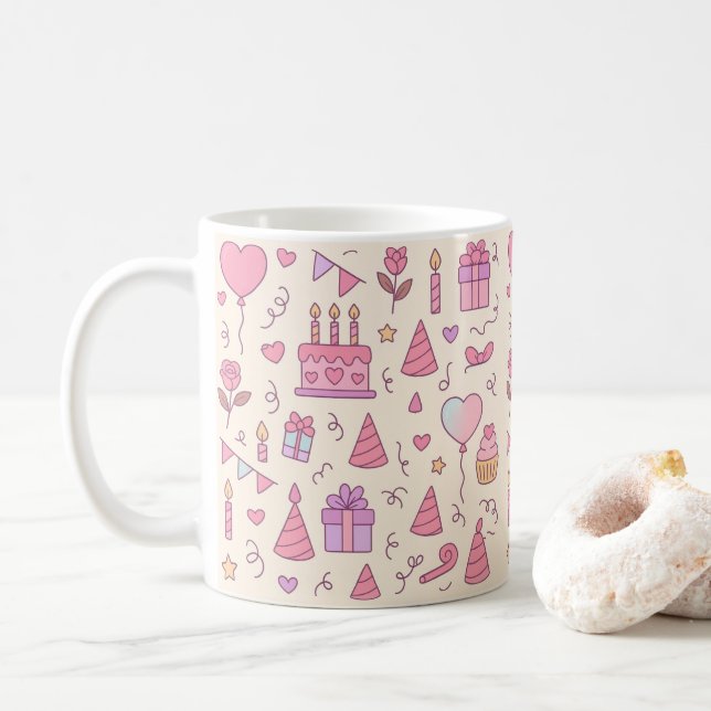 Caneca De Café Padrão de Celebração de Festa da Princesa Doce (Com Donut)