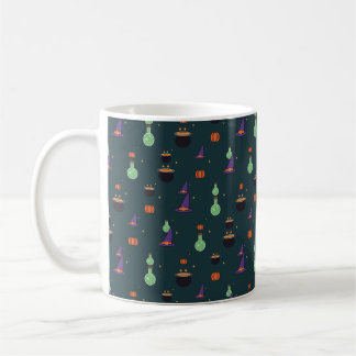 Caneca De Café Padrão de Chapéus de Bruxa, Poções e Caldeirões