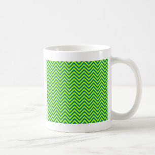 Caneca De Café Padrão De Chevron De Teal E Verde limão