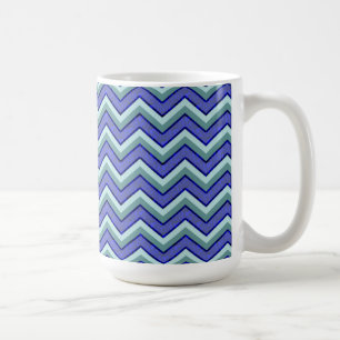 Caneca De Café Padrão de Chevron do Sapphire Azul