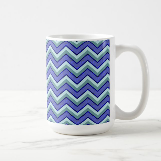 Caneca De Café Padrão de Chevron do Sapphire Azul (Direita)