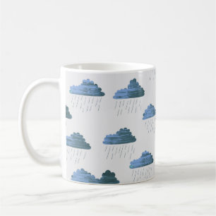 Caneca De Café Padrão de chuva. Ilustração de vintagem repetid