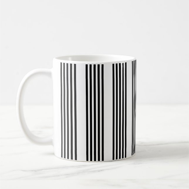 Caneca De Café Padrão de cinco faixas preto e branco (Esquerda)