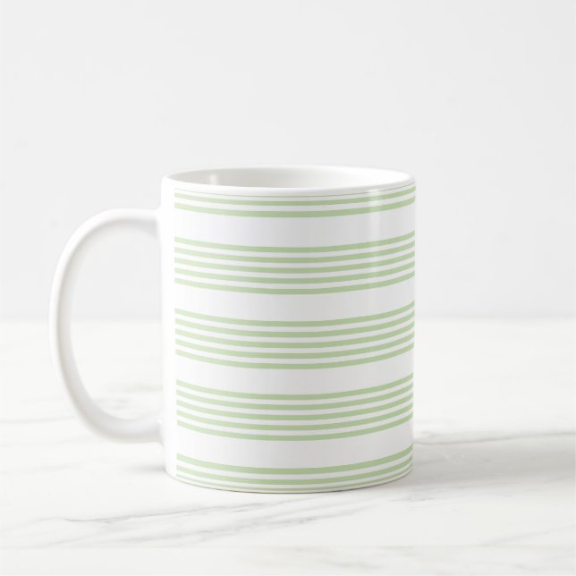 Caneca De Café Padrão de cinco faixas verde-claro e branco (Esquerda)
