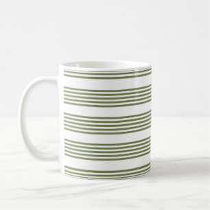 Caneca De Café Padrão de cinco faixas verde-oliva e branco