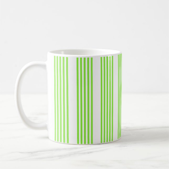 Caneca De Café Padrão de cinco faixas verdes limões e brancas (Esquerda)