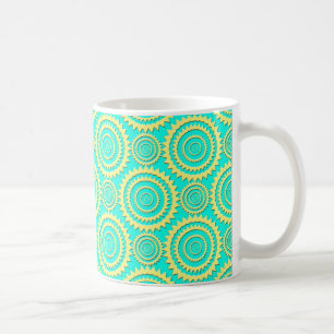 Caneca De Café Padrão de Círculos Geométricos Amarelos e Verde-Me