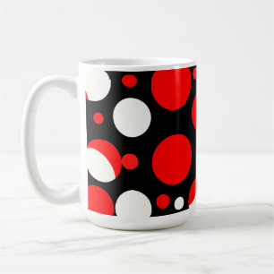 Caneca De Café Padrão de Círculos Vermelhos Pretos e Brancos