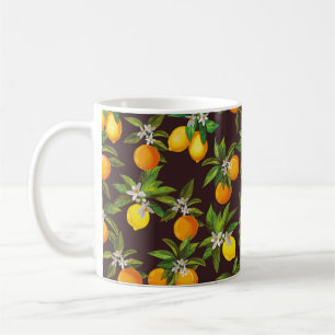 Caneca De Café Padrão de citros sem costura. Dificuldade de colh
