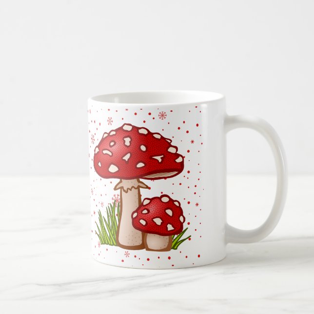Caneca De Café Padrão de cogumelo - Toadstool Vermelha Design (Direita)