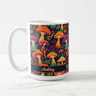 Caneca De Café Padrão de Cogumelos Groovy 70s Personalizado