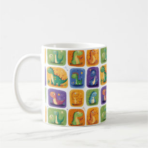 Caneca De Café Padrão de colagem do dinossauro bonito - Dino dive