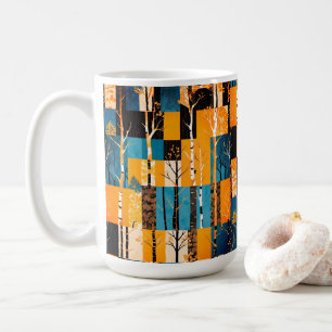 Caneca De Café Padrão de Colcha de Remendo de Árvore da Floresta 