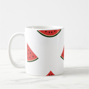 Caneca De Café Padrão de colheita com fatias de melancia num whi