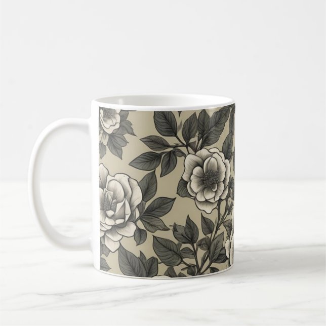 Caneca De Café Padrão de colheita floral de Alpenrose (Esquerda)