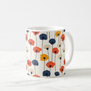 Caneca De Café Padrão de coloração aquosa de papoilas