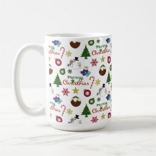 Caneca De Café Padrão de Combinação de Ilustração de Natal