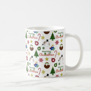 Caneca De Café Padrão de Combinação de Ilustração de Natal