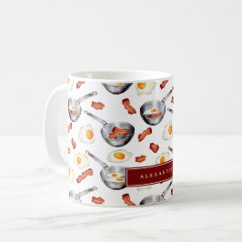 Caneca De Café Padrão de Comida de bacon e ovos no café da manhã