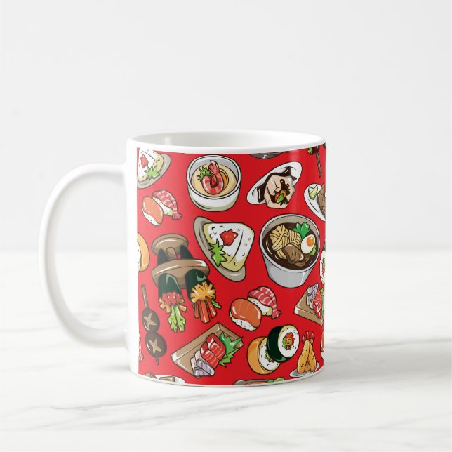 Caneca De Café padrão de comida japonês uniforme (Esquerda)