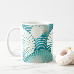 Caneca De Café Padrão de concha do mar azul