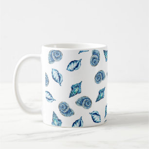 Caneca De Café Padrão de Conchas do Mar Azul