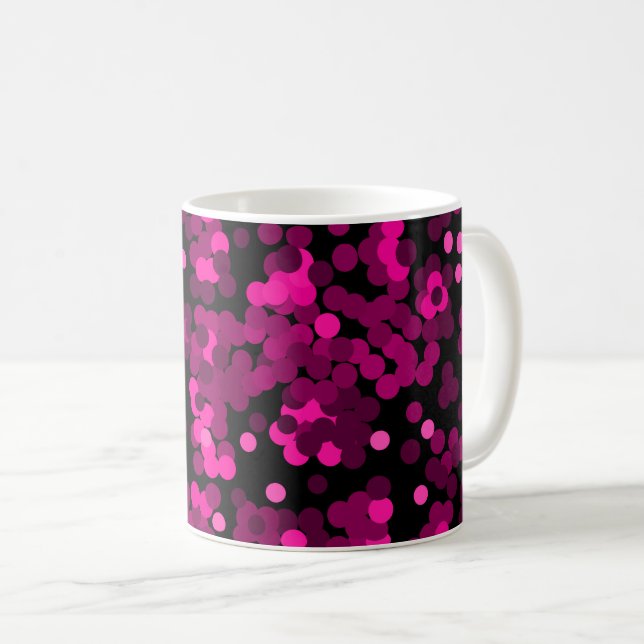 Caneca De Café Padrão de confete com bolinhas rosa e burgundy (Frente Esquerda)