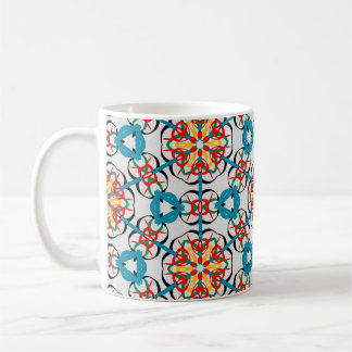 Caneca De Café Padrão de cor caleidoscópio. Geométrico Dourado &