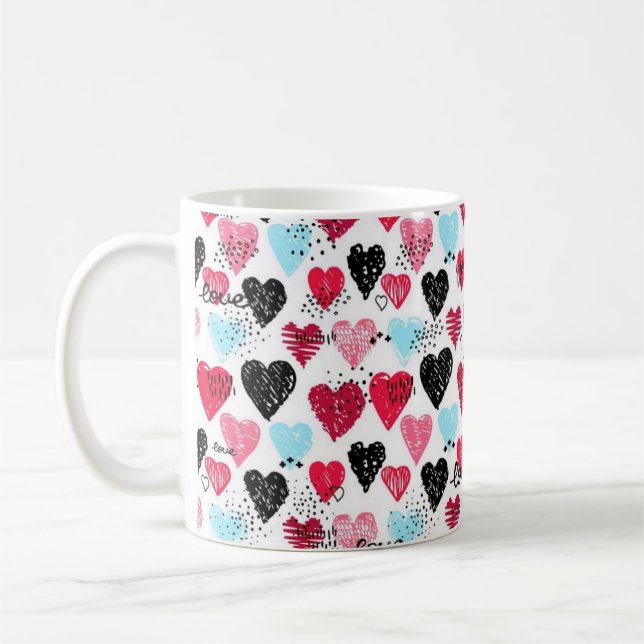 Caneca De Café Padrão de coração (Esquerda)