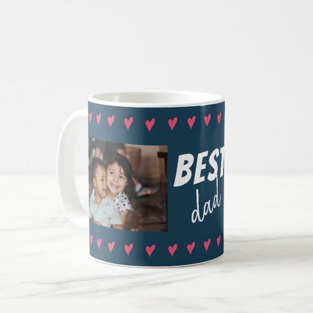 Caneca De Café Padrão de Coração Melhor Pai 2 Foto (Frente Esquerda)