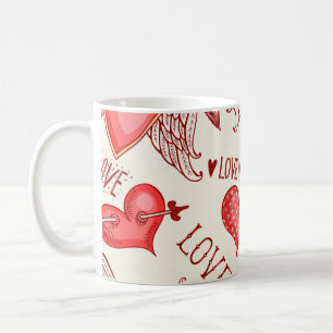 Caneca De Café Padrão de Coração para o Dia de os namorados