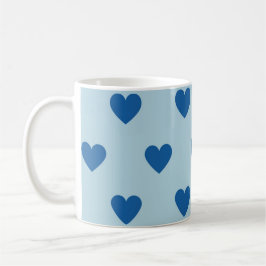 Caneca De Café Padrão de Coração Simples Azul