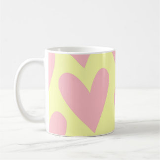 Caneca De Café Padrão de Coração Simples, Cor-de-Rosa Amarelo, Y2
