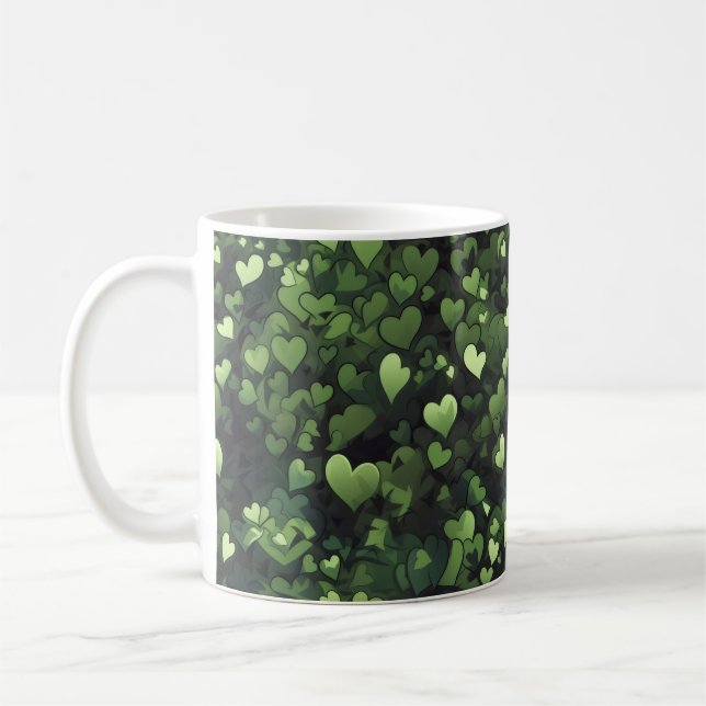 Caneca De Café Padrão de coração verde escuro (Esquerda)