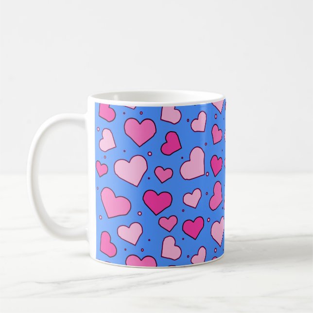 Caneca De Café Padrão de Corações (Esquerda)