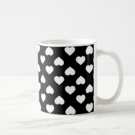 Caneca De Café Padrão de Corações Brancos