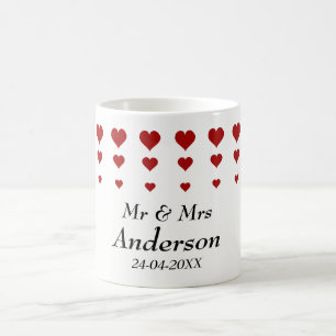 Caneca De Café Padrão de Corações de Amor Personalizados