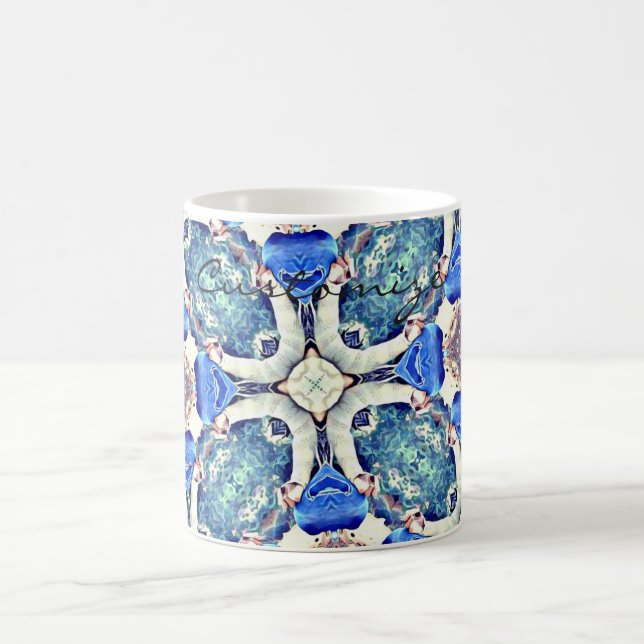 Caneca De Café Padrão de corações de mandala azul Thunder_Cove (Centro)