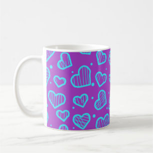 Caneca De Café Padrão de Corações - Inspirado no Dia dos Namorado