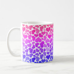 Caneca De Café Padrão de Corações Moderno Elegante Rosa Violeta C