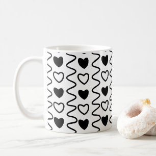 Caneca De Café Padrão de Corações no Dia dos Namorados Chevron Pr