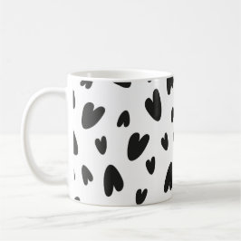 Caneca De Café padrão de corações pretos