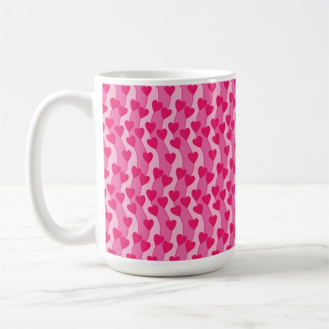 Caneca De Café Padrão de Corações Rosa Fofo (Esquerda)